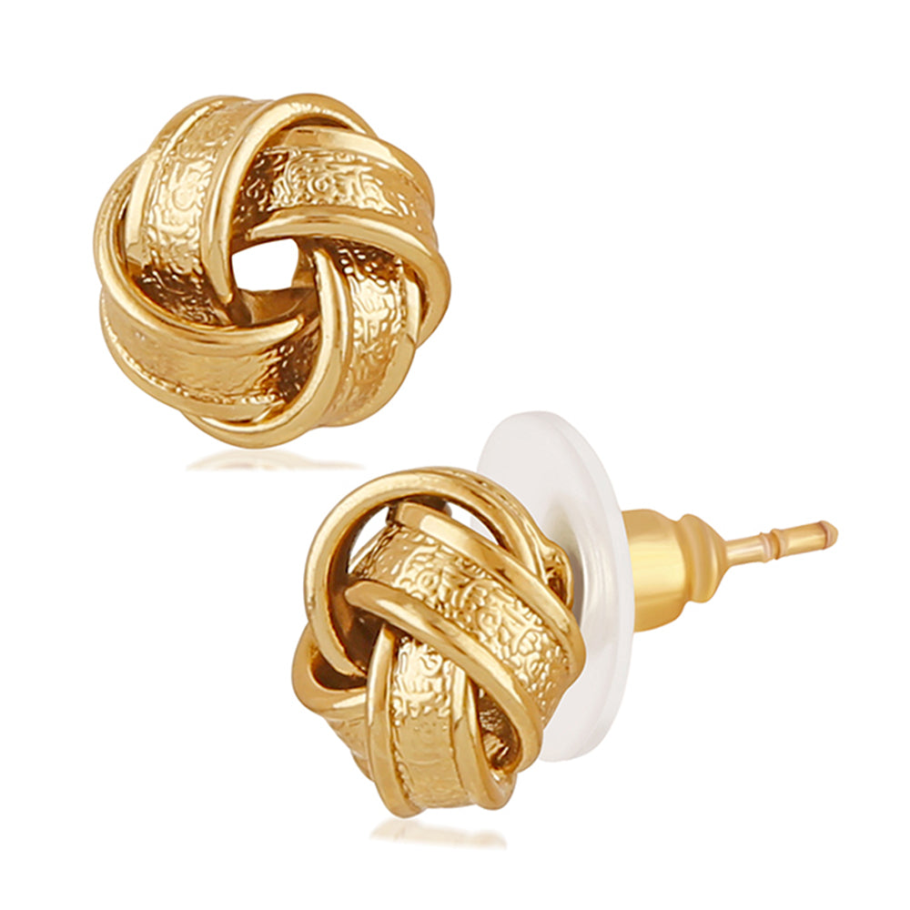 Mahi Gold Plated Pair of Push Back Piercing Stud / Tops Pair of Mens Earrings (ER1109571GMen)