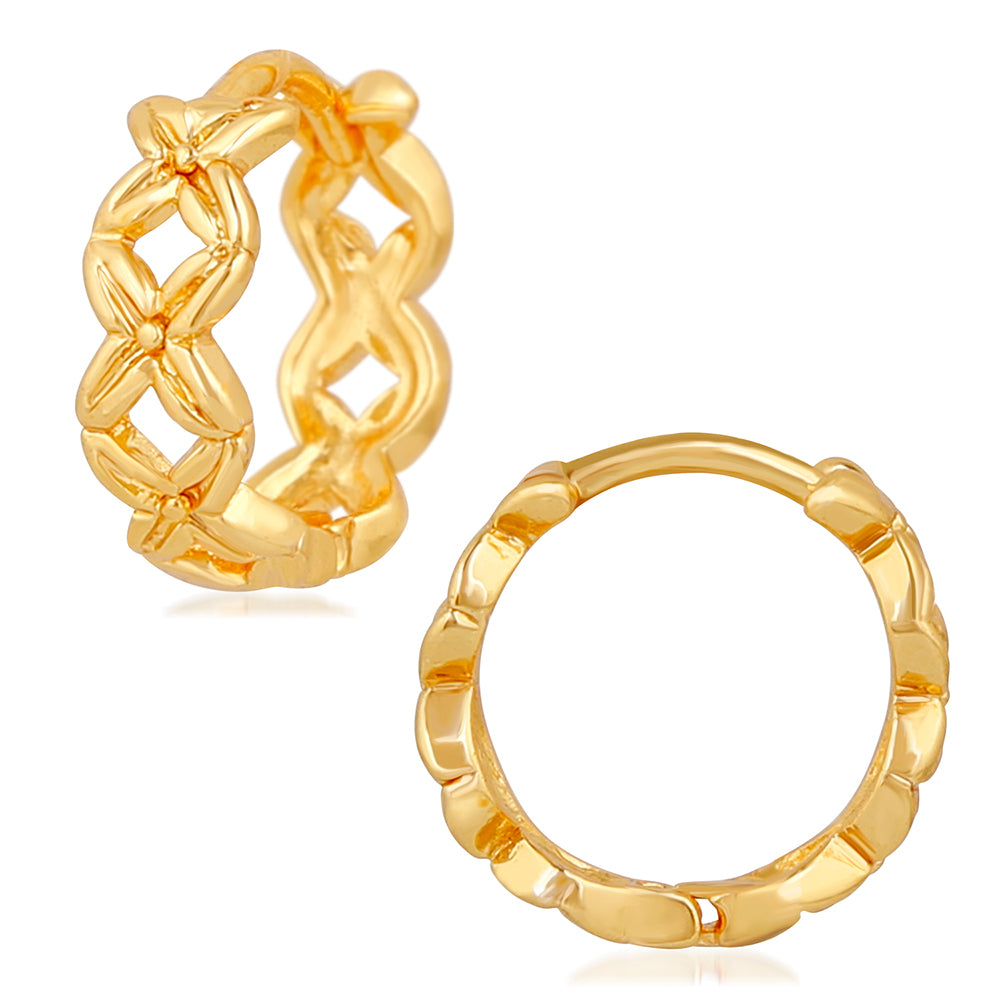 Mahi Gold Plated Exquisite Piercing Hoopp Bali Pair of Mens Earrings (ER1109624GMen)
