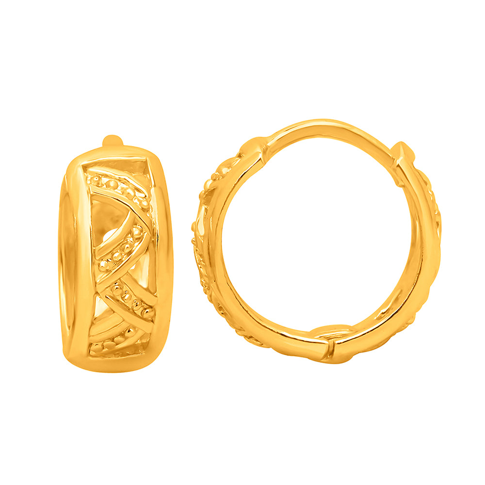 Mahi Gold Plated Exquisite Piercing Hoopp Bali Pair of Mens Earrings (ER1109761GMen)