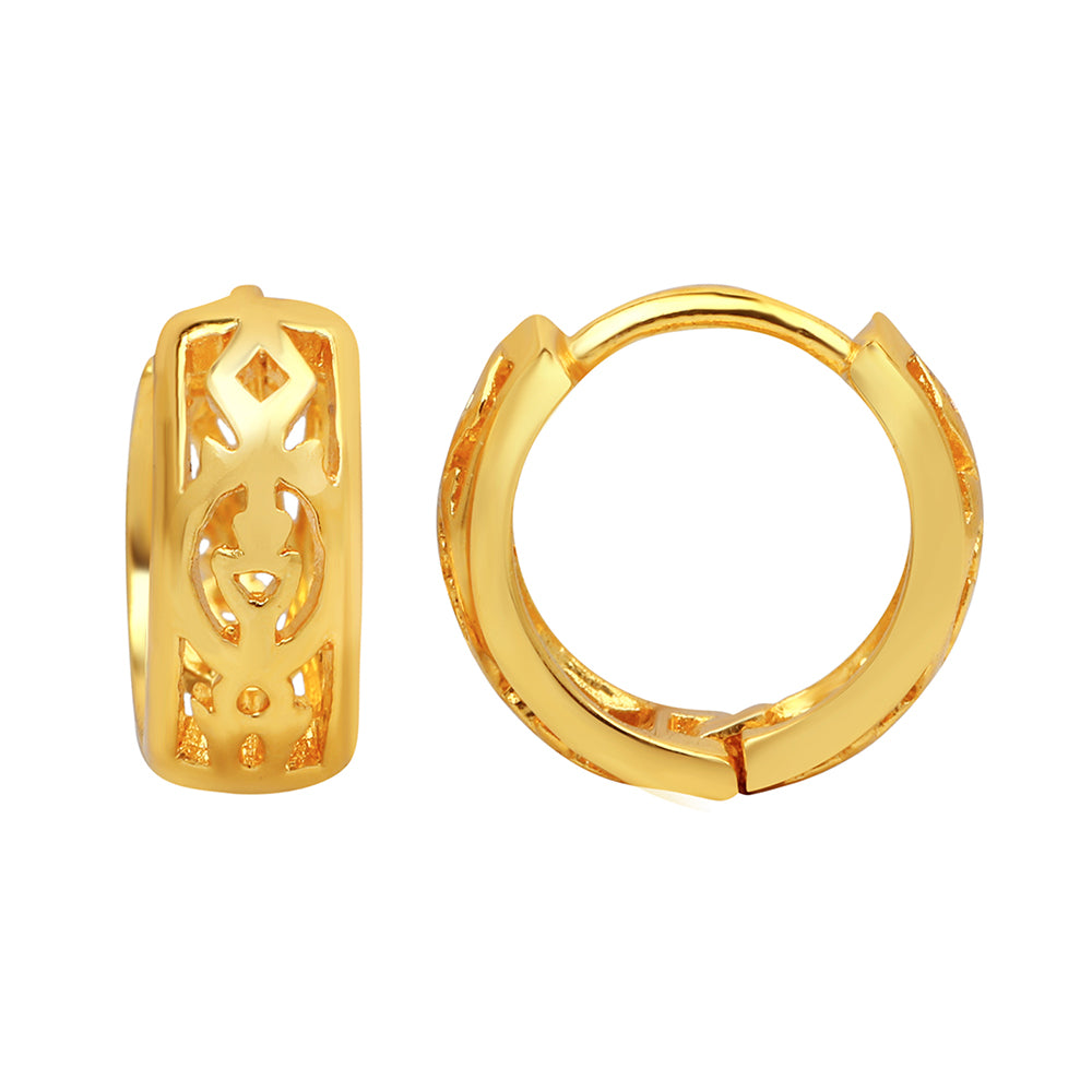 Mahi Gold Plated Exquisite Piercing Hoopp Bali Pair of Mens Earrings (ER1109762GMen)