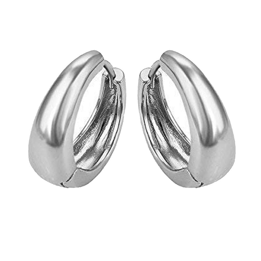 Mahi Rhodium Plated Kaju Bali / Hoop Earrings Pair for Women (ER1109835R)