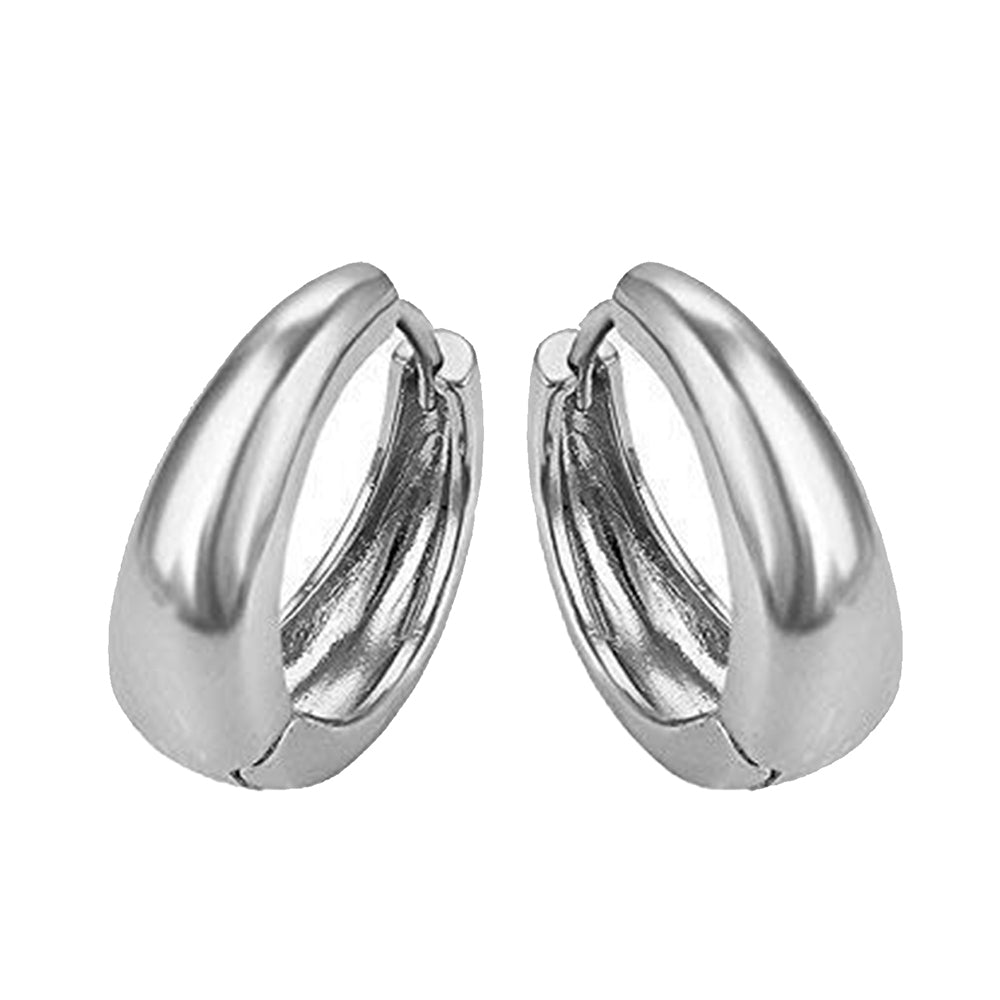 Mahi Rhodium Plated Kaju Bali / Hoop Earrings Pair for Women (ER1109835R)