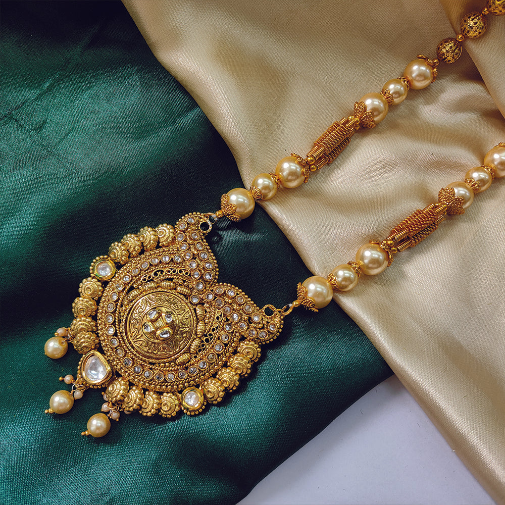 Sai Raj AD Stone Pearl Copper Choker Necklace Set