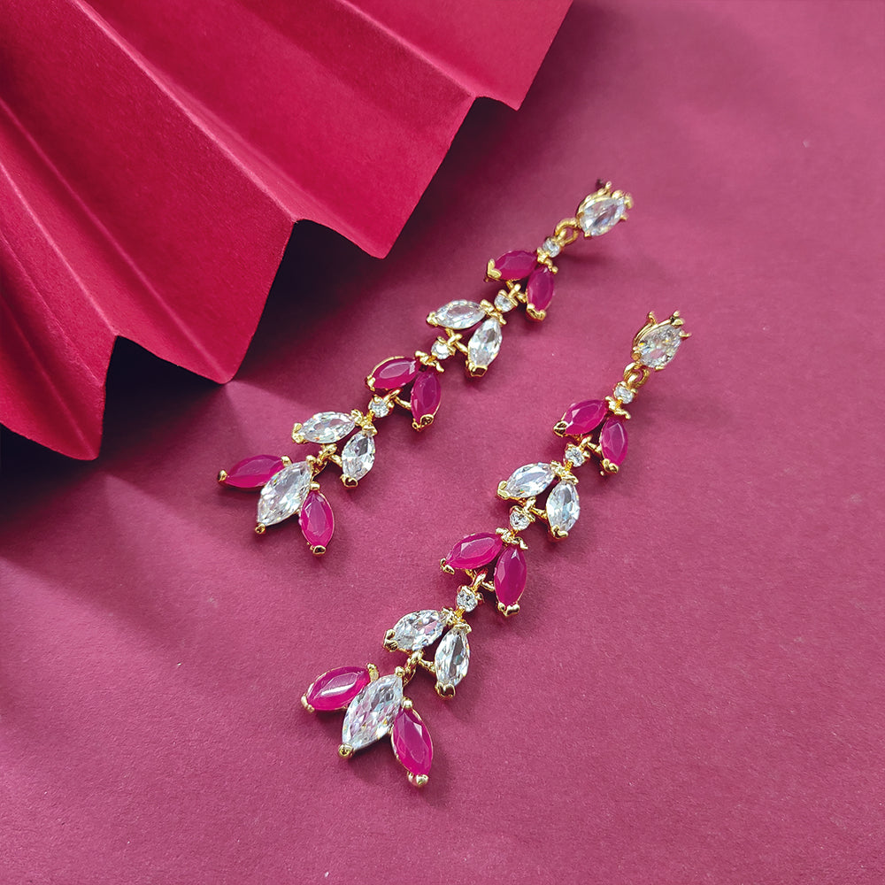 Suhagan Ruby AD Stone Gold Plated Dangler Earrings