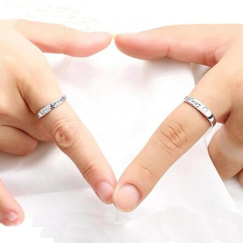 Buy BLUE SHINE Adjustable Couple Rings (Heart) for lovers Silver Plated in  valentine gift & proposal ring Alloy Ring Set at Amazon.in
