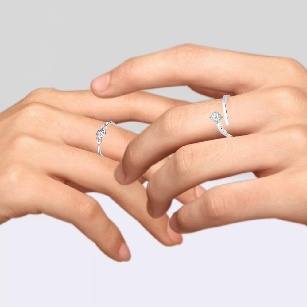 Wholesale 2 Pcs Couple Rings for Women Men Engagement Wedding Rings Set  