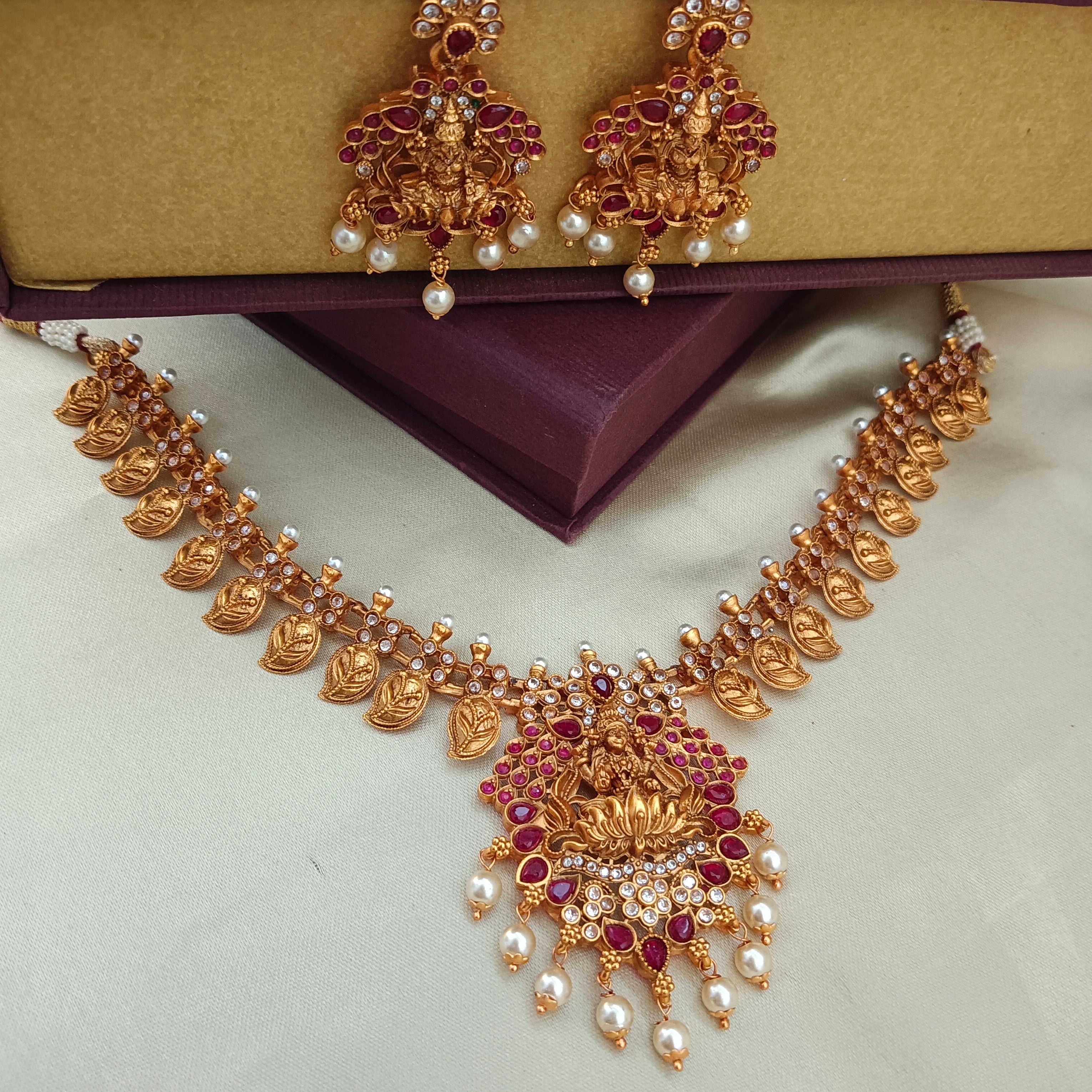 Bhavi Jewels Gold Plated Temple Necklace Set
