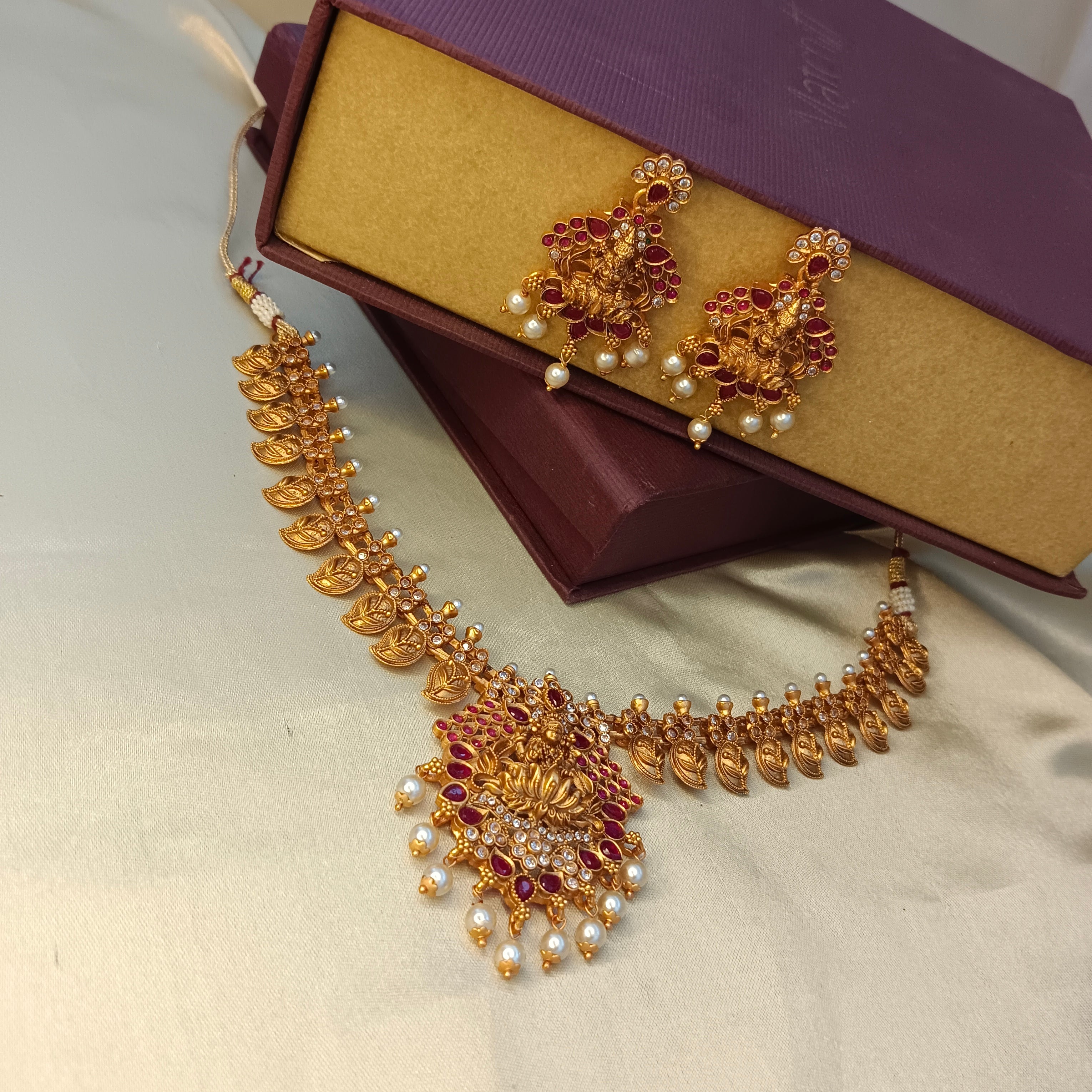 Bhavi Jewels Gold Plated Temple Necklace Set