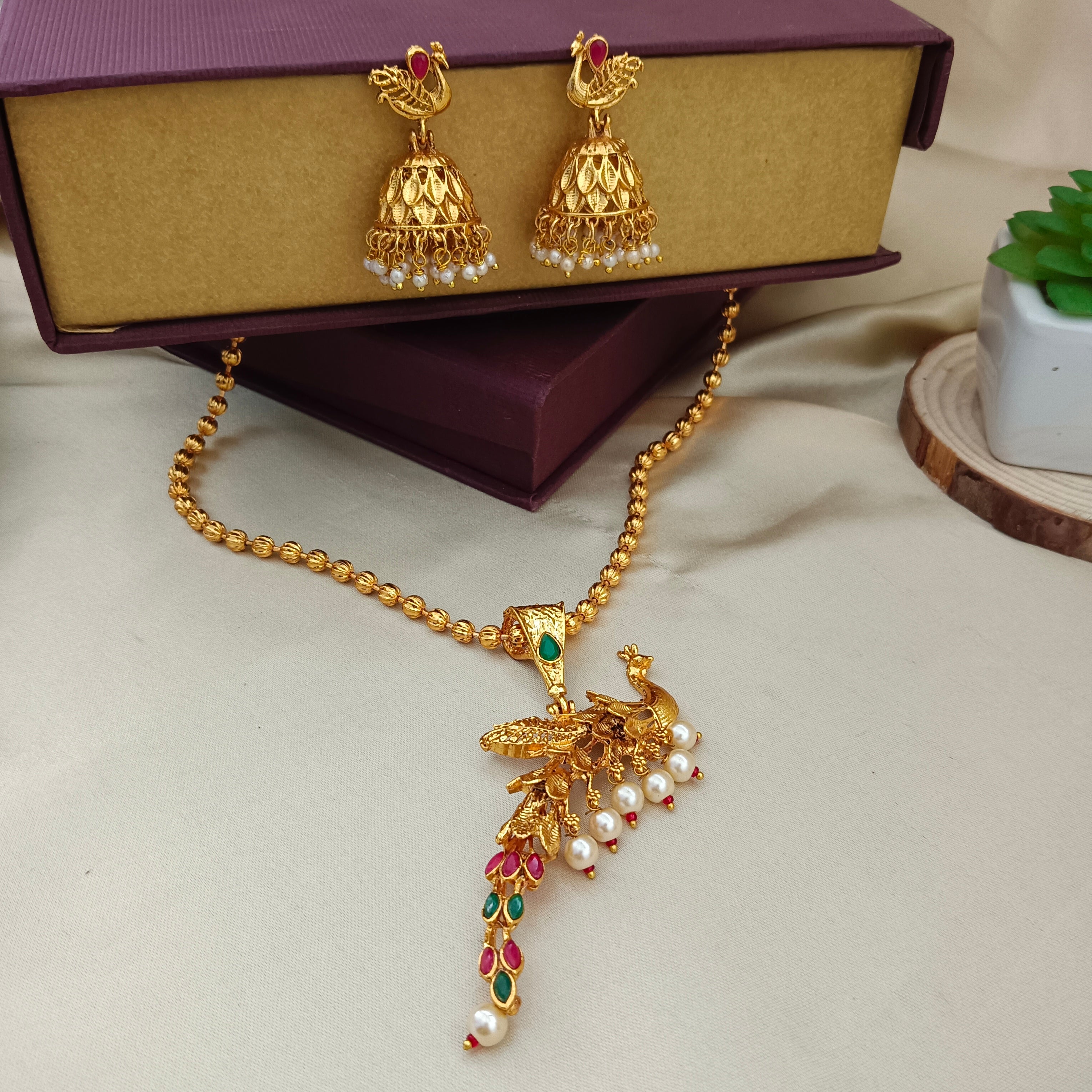 Gold finish AD peacock necklace Nc526 – Kruthika Jewellery