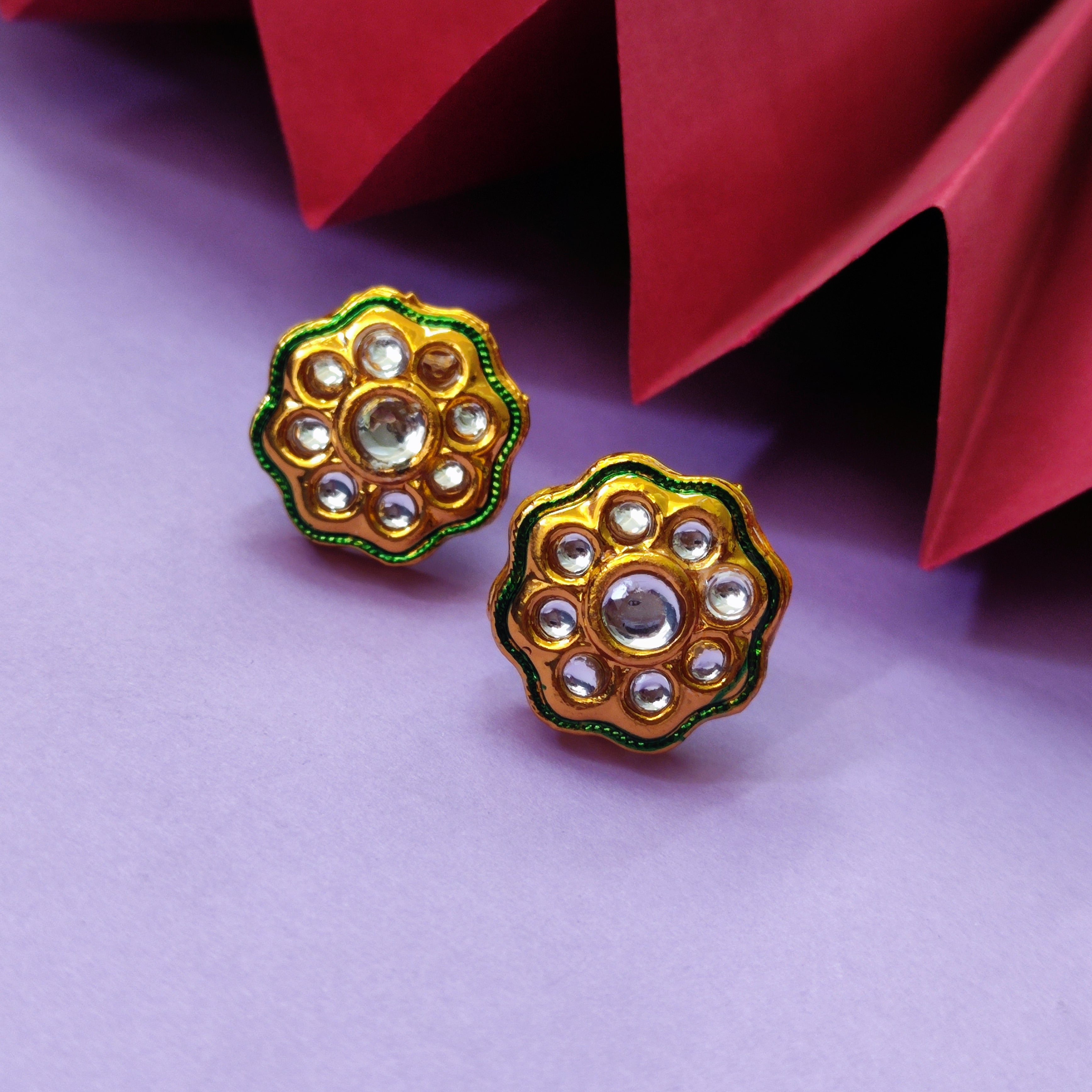 Bhavi Jewels Gold Plated Kudan Stud Earrings