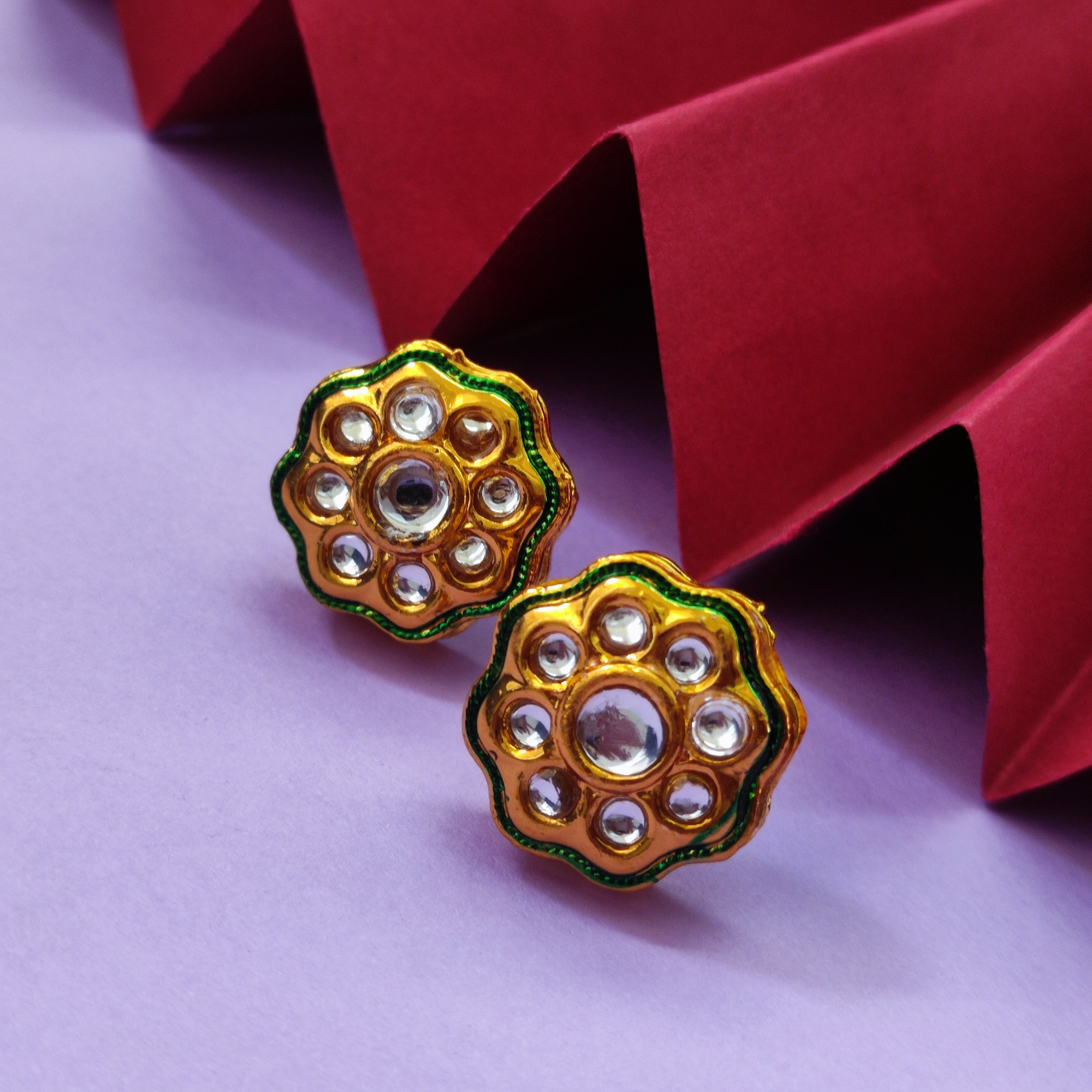 Bhavi Jewels Gold Plated Kudan Stud Earrings