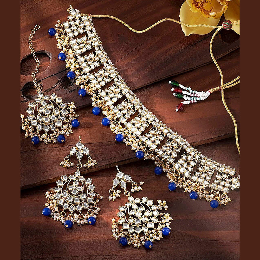 Jewelmaze Gold Plated  Necklace Jewellery Set