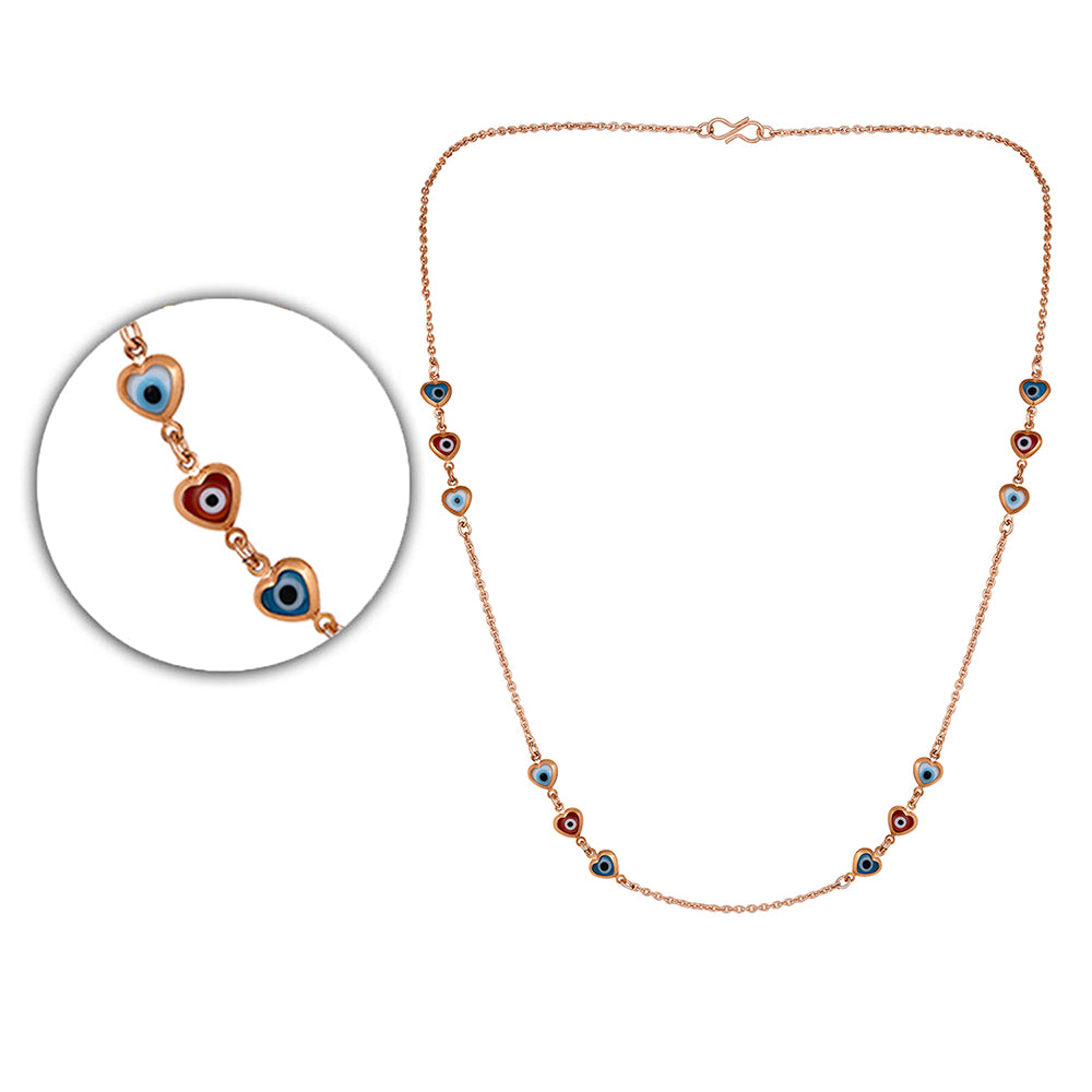 Mahi Rose Gold Plated Plated Multicolor Evil Eye and Heart Necklace for Women (PS1101861ZMul)