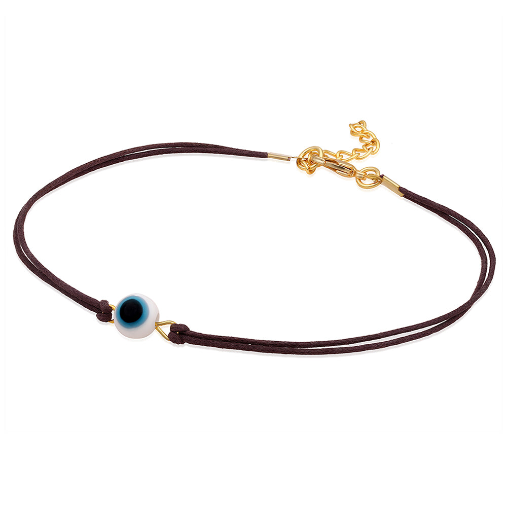 Mahi Gold Plated Evil Eye Adjustable Rope Necklace for Women (PS1101862G)