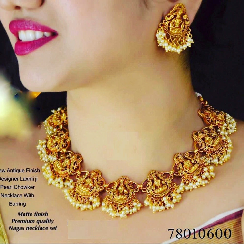Bhavi Jewels Gold Plated Temple Choker Necklace Set