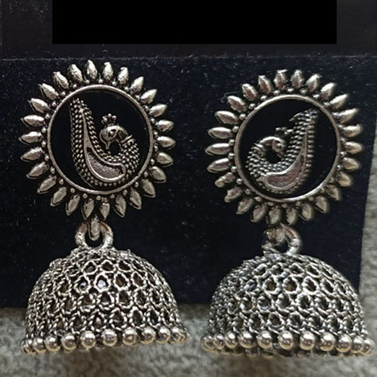 Jewelmaze Oxidized Plated Jhumki Earrings