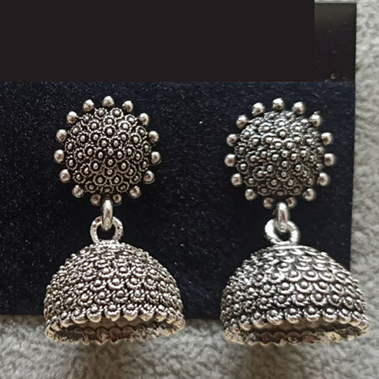 Jewelmaze Oxidized Plated Jhumki Earrings