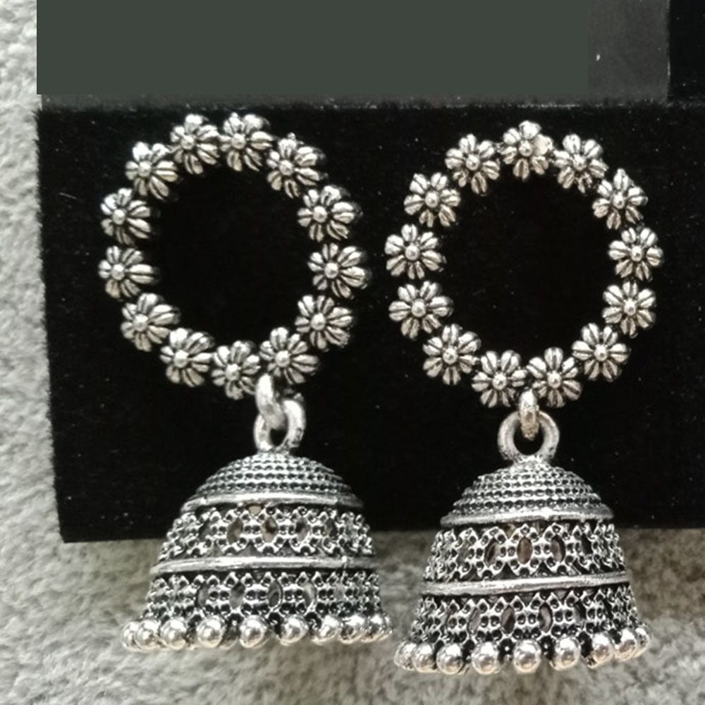 Jewelmaze Oxidised Jhumki Earrings