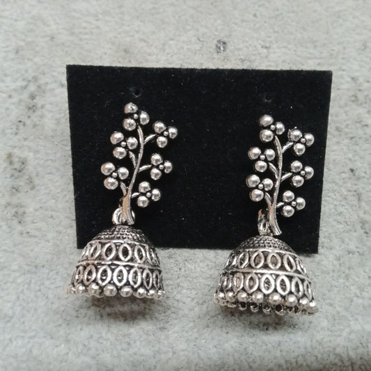 Jewelmaze Oxidized Plated Jhumki Earrings