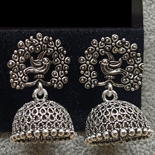 Jewelmaze Oxidized Plated Jhumki Earrings