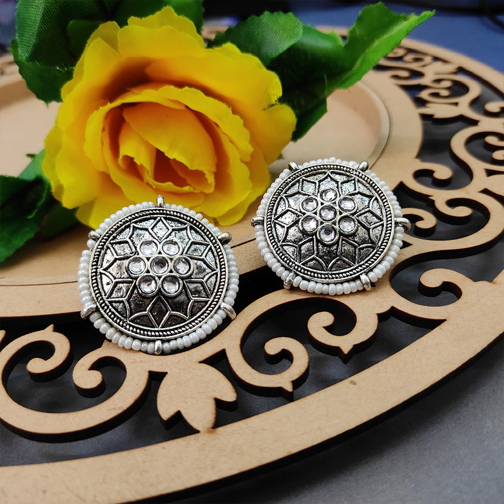 Bhavi Jewels Silver Oxidised Stud Earring