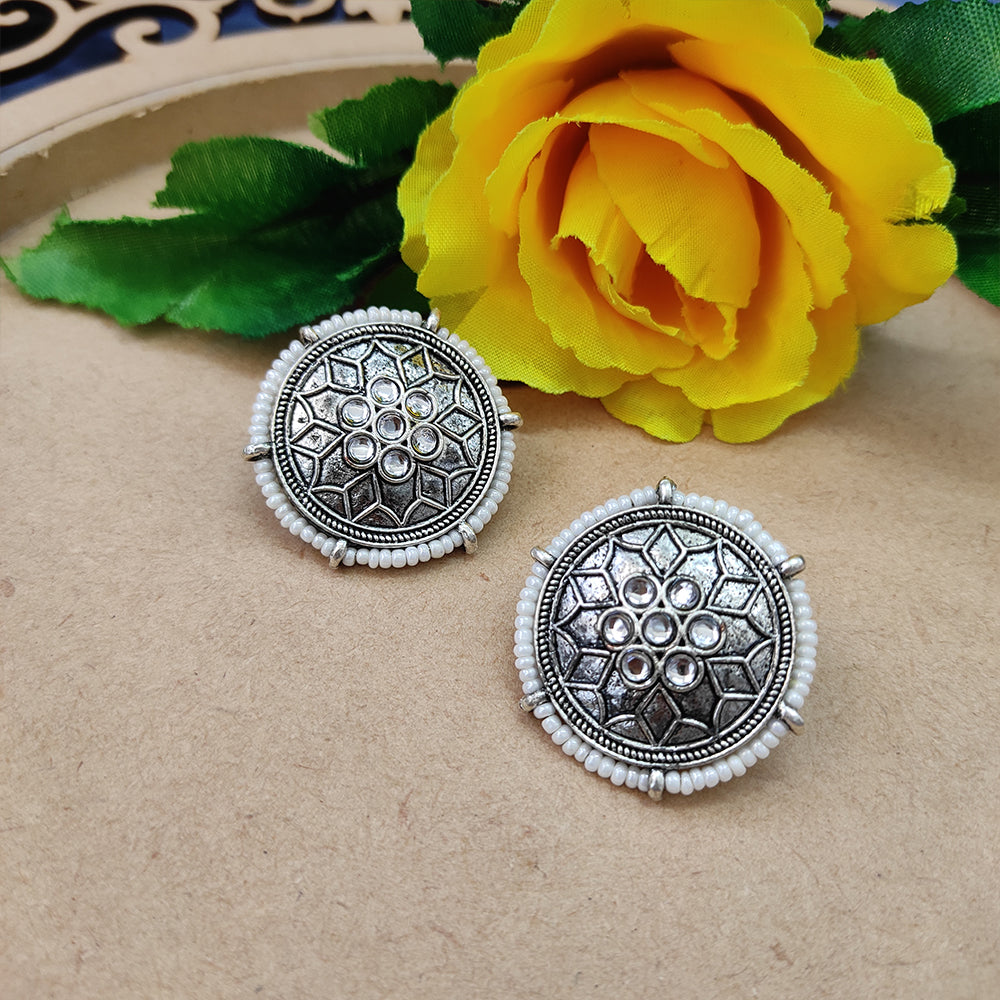 Bhavi Jewels Silver Oxidised Stud Earring