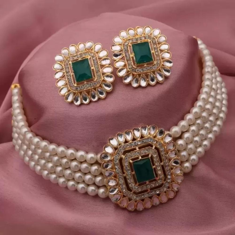 JewelMaze Pearls Choker Necklace Set