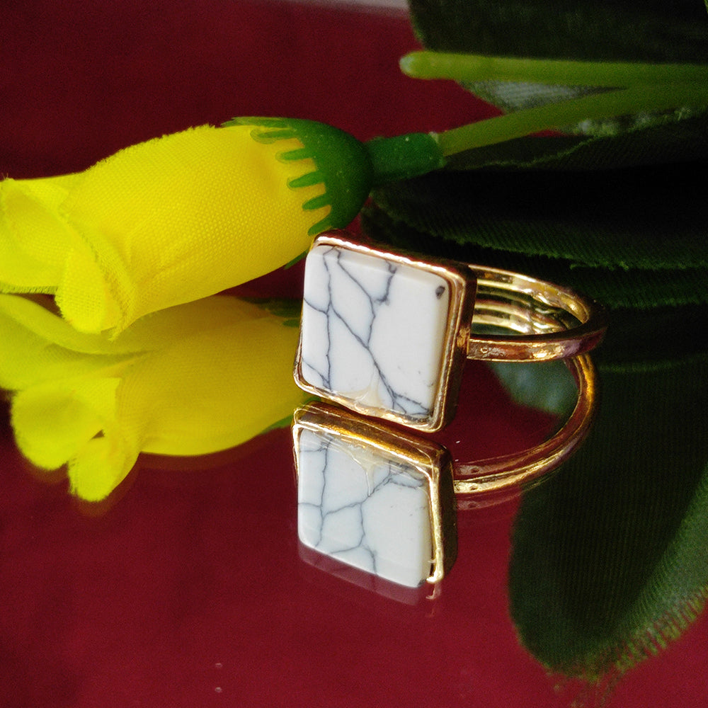 Bhavi Jewels Gold Plated White Turquoise Finger Ring
