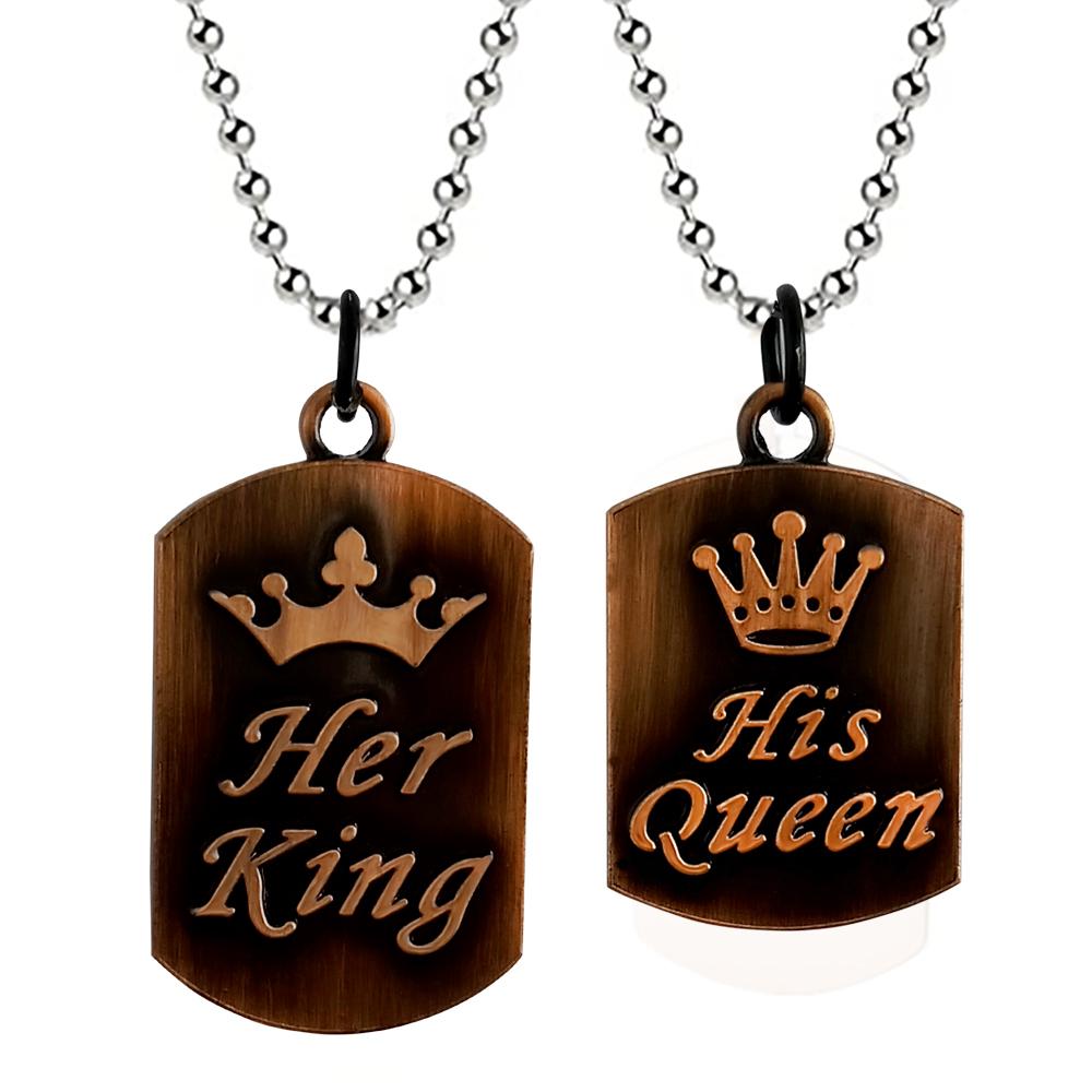 Urbana His Queen Her King Stylish Chain Pendant Combo-1004373