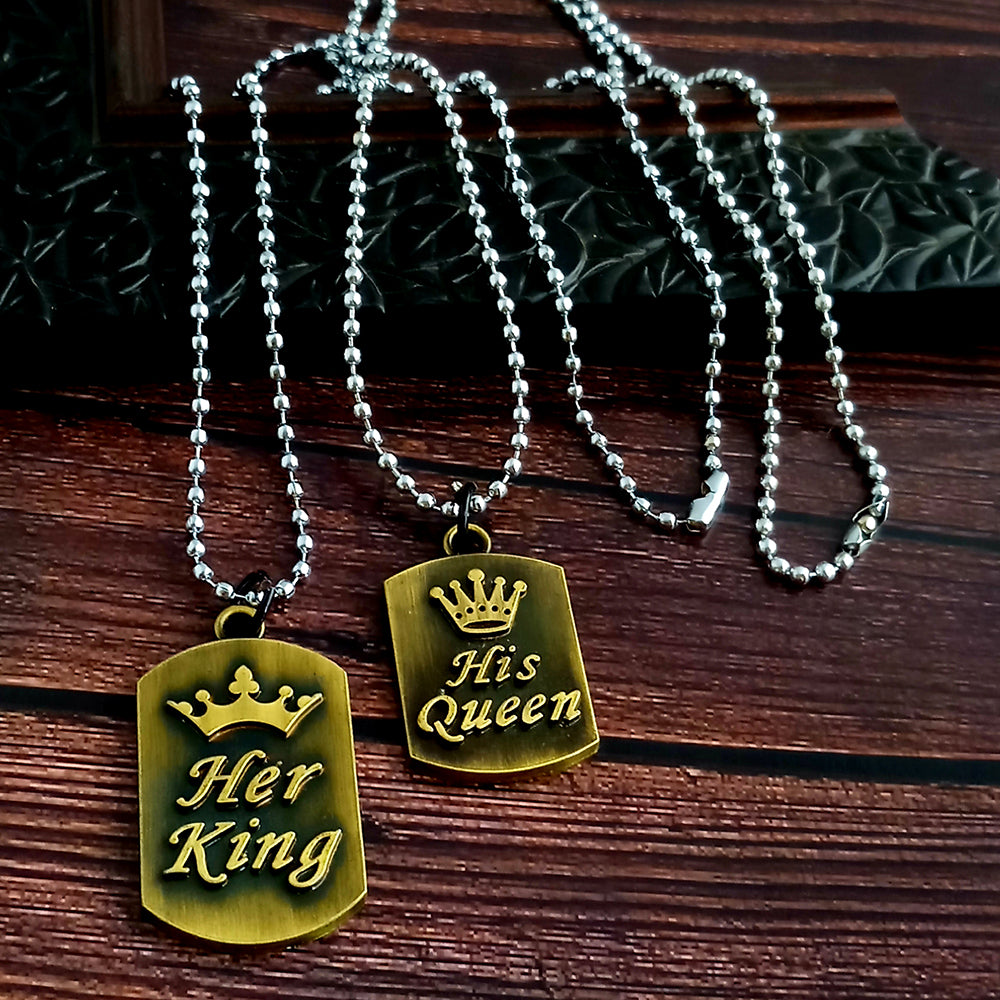 Urbana His Queen Her King Stylish Chain Pendant Combo-1004374