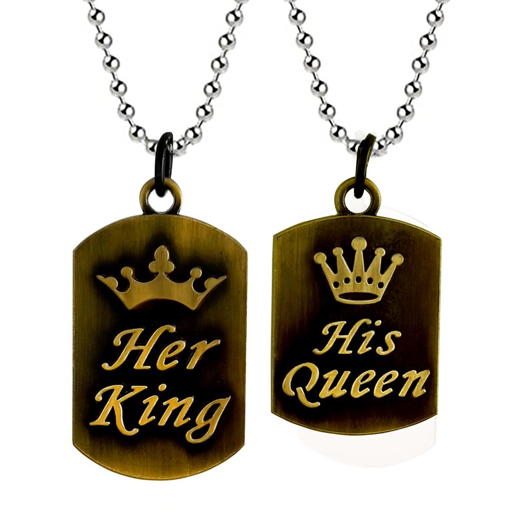 Urbana His Queen Her King Stylish Chain Pendant Combo-1004374