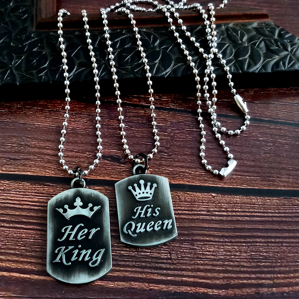 Urbana His Queen Her King Stylish Chain Pendant Combo-1004375