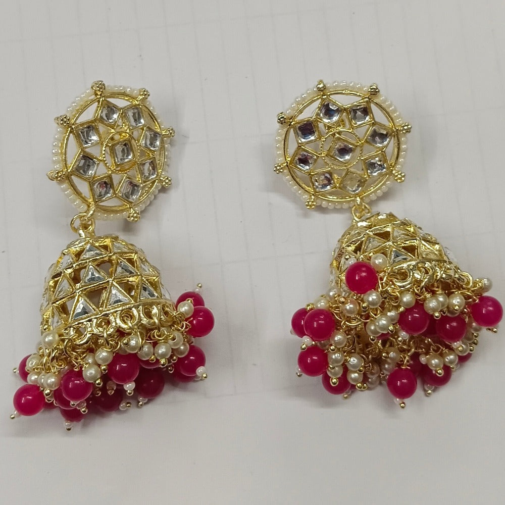 Bhavi Jewels Gold Plated Kundan Jhumki Earrings  - 10101027PK