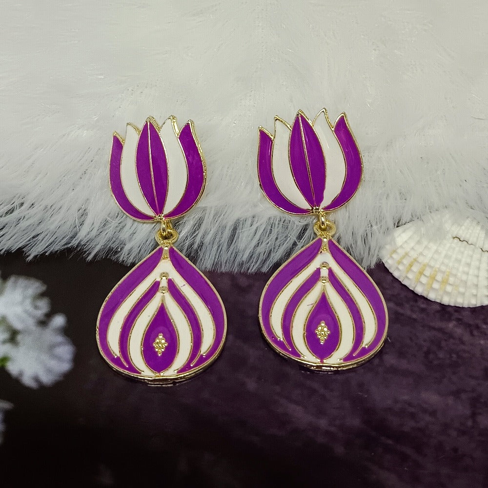 Bhavi Jewels Gold Plated Meenaakri Dangler Earrings  - 10101028PU