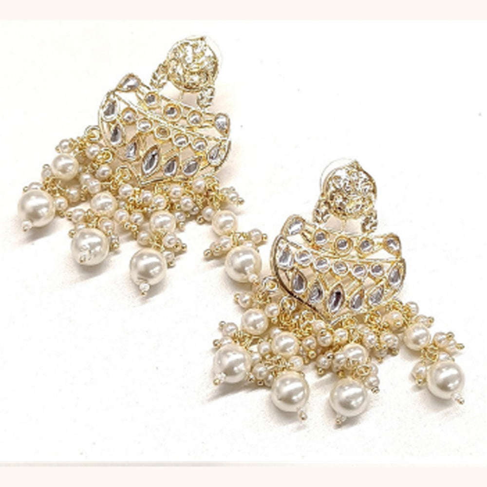 JewelMaze Gold Plated Dangler Earrings-AZO-DC22ER00720187