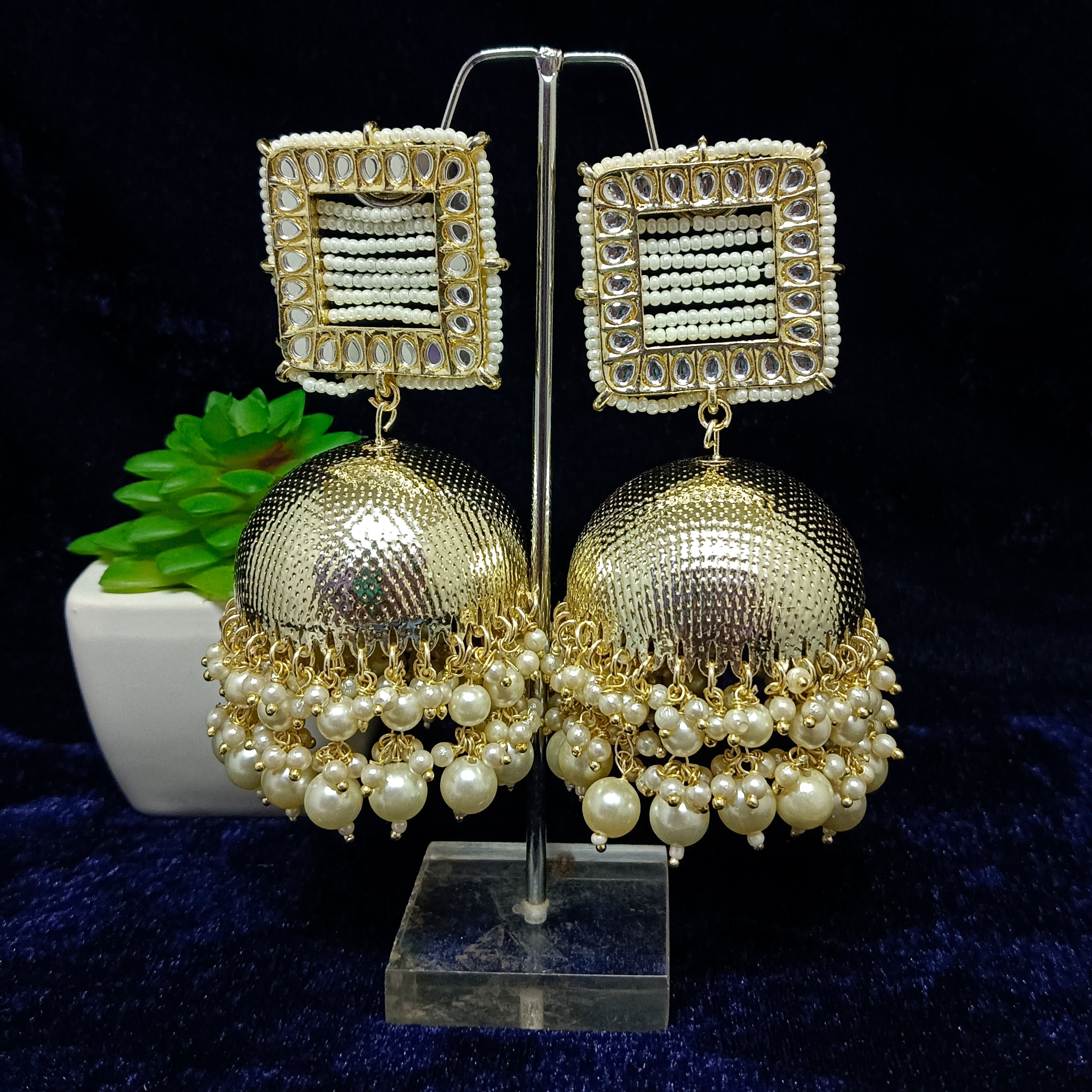 Bhavi Jewels Gold Plated Meenakari Jhumki Earrings