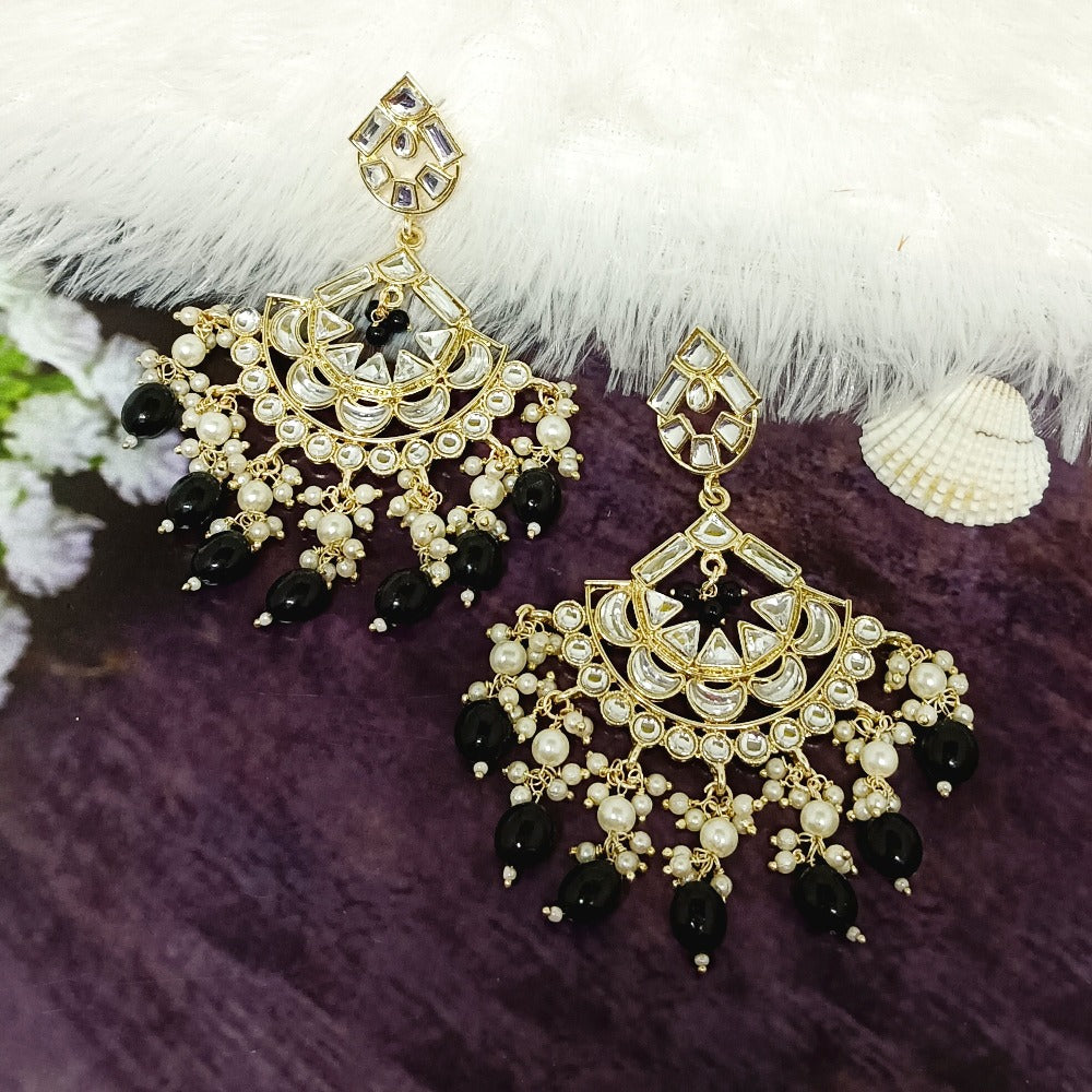 Bhavi Jewels Gold Plated Kundan Dangler Earrings  - 10101071BL