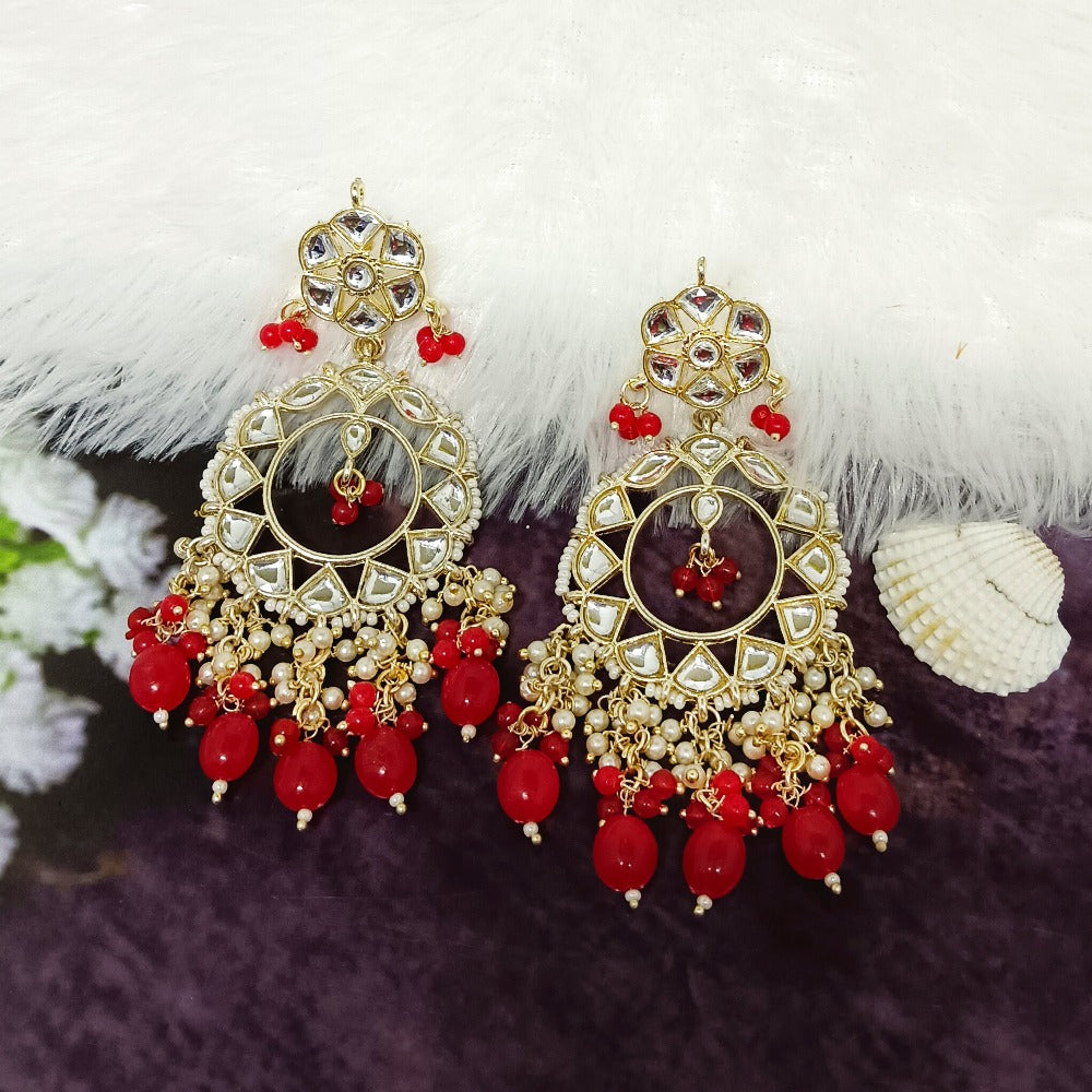 Bhavi Jewels Gold Plated Kundan Dangler Earrings  - 10101072RD