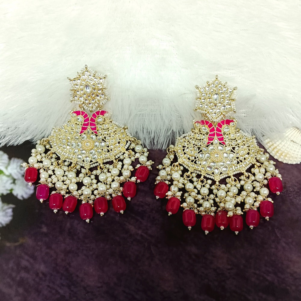 Bhavi Jewels Gold Plated Kundan Stone Dangler Earrings  - 10101080PK