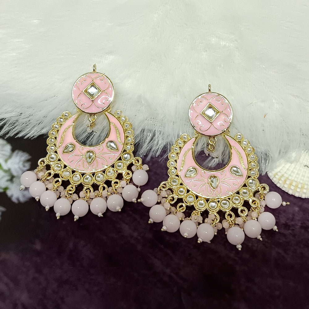 Bhavi Jewels Gold Plated Meenakari & Kundan Dangler Earrings