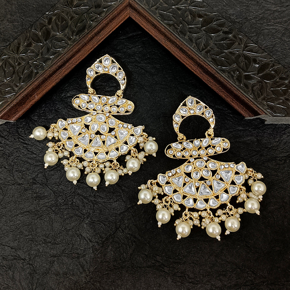 Bhavi Jewels Gold Plated Kundan Stone Dangler Earrings  - 10101097WH