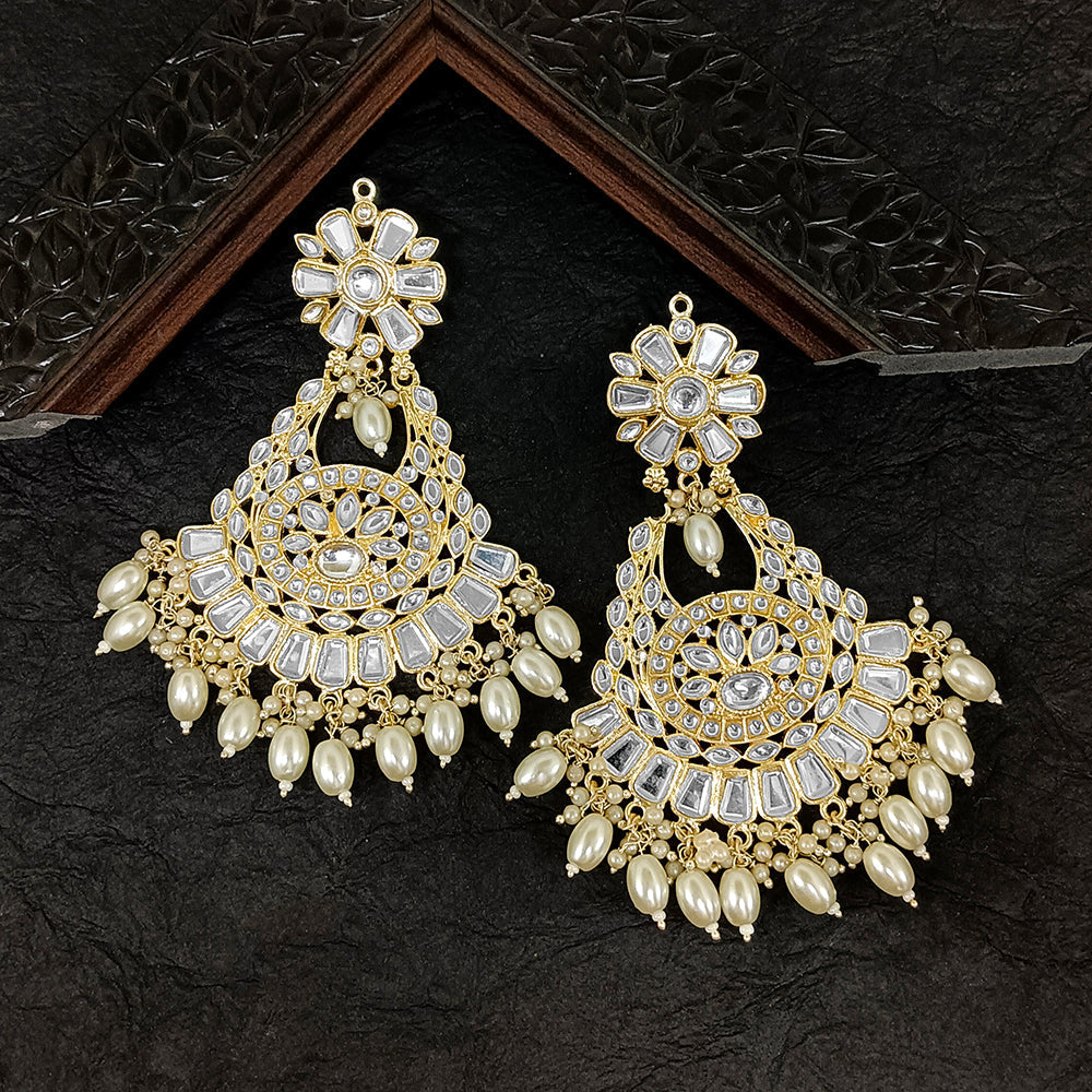 Bhavi Jewels Gold Plated Kundan Stone Dangler Earrings  - 10101099WH