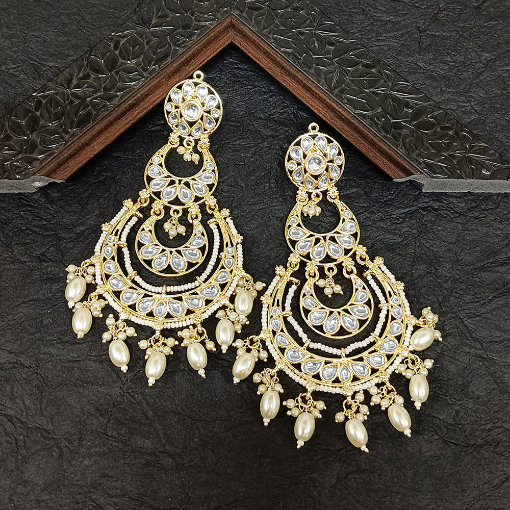 Bhavi Jewels Gold Plated Kundan Stone Dangler Earrings  - 10101100WH