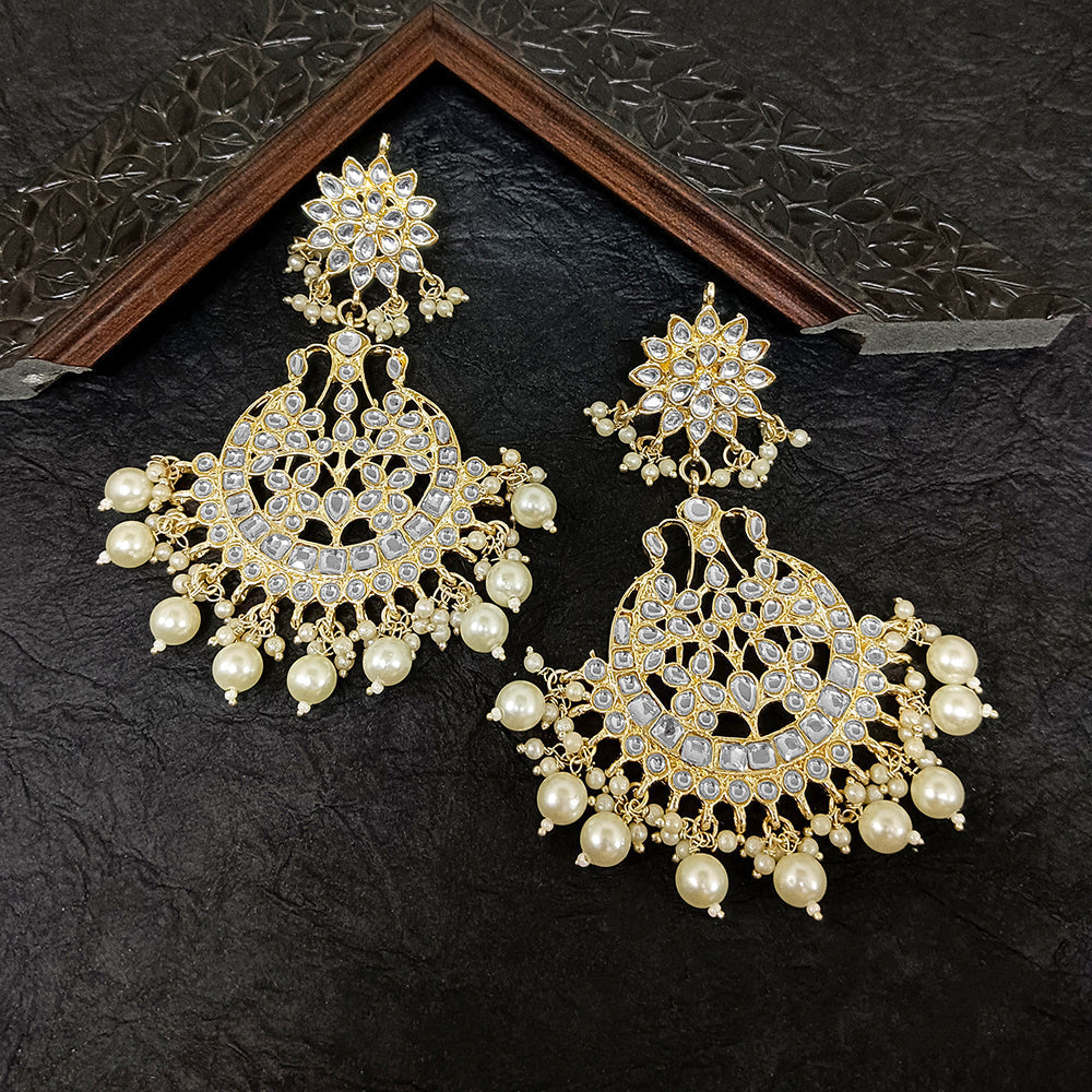 Bhavi Jewels Gold Plated Kundan Stone Dangler Earrings  - 10101103WH