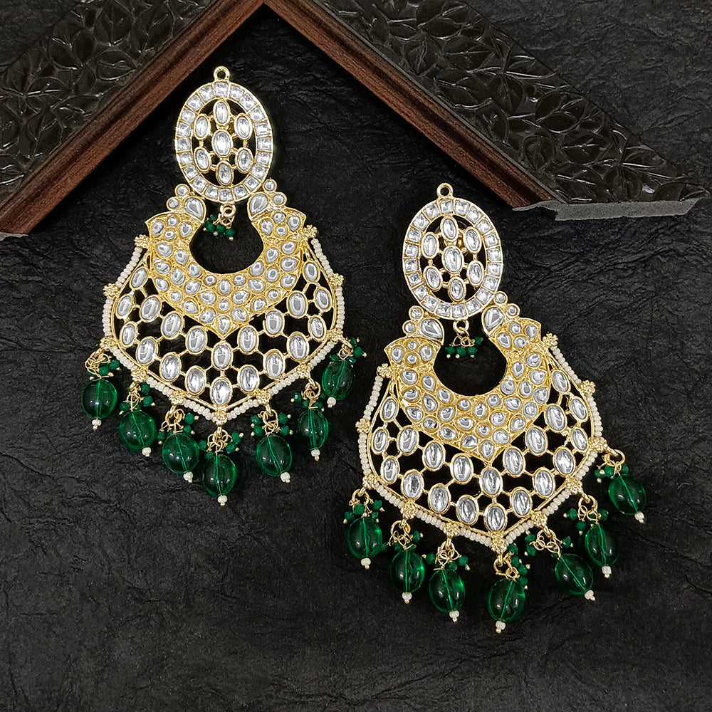 Bhavi Jewels Gold Plated Kundan Stone Stud Earrings  - 10101106GR