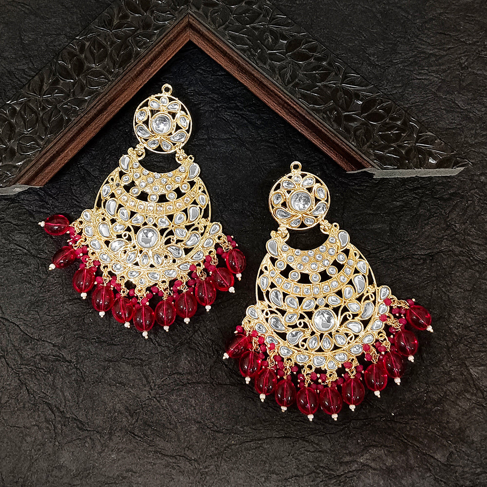 Bhavi Jewels Gold Plated Kundan Stone Dangler Earrings  - 10101108PK