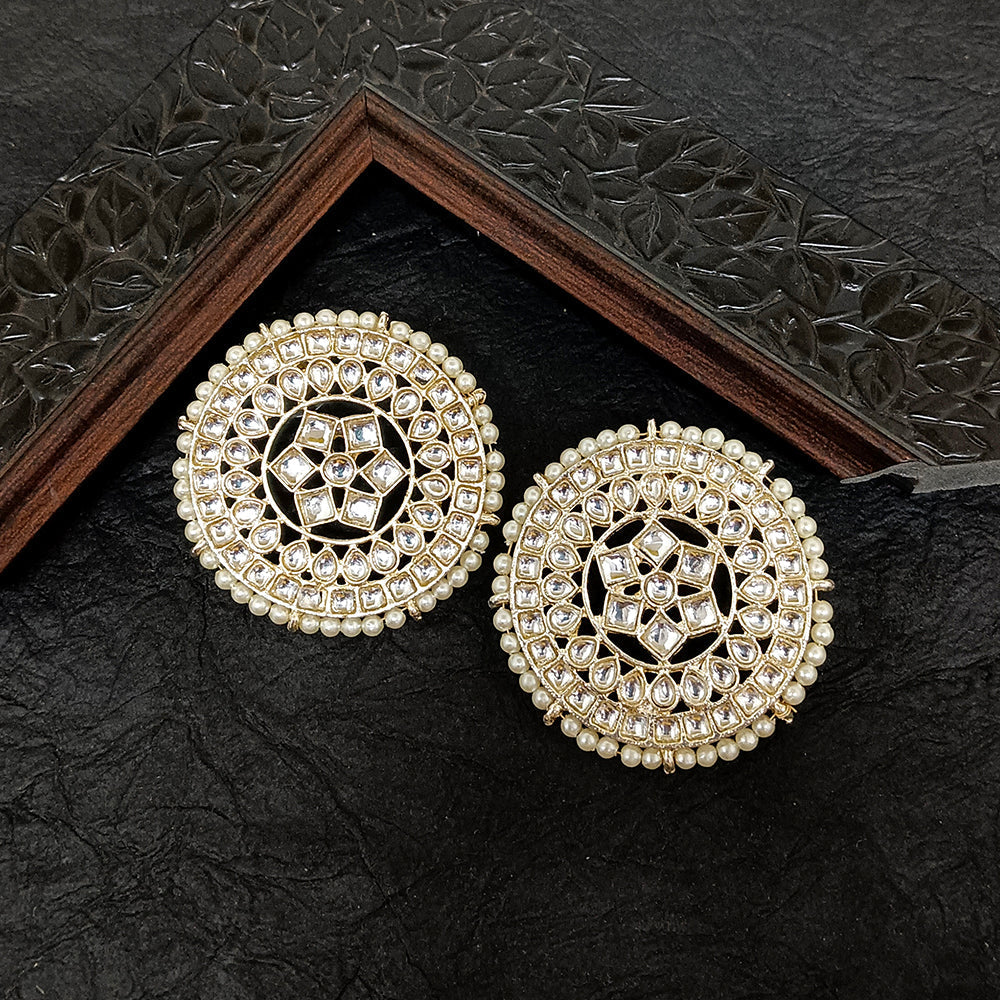 Bhavi Jewels Gold Plated Kundan Stone Stud Earrings  - 10101109WH