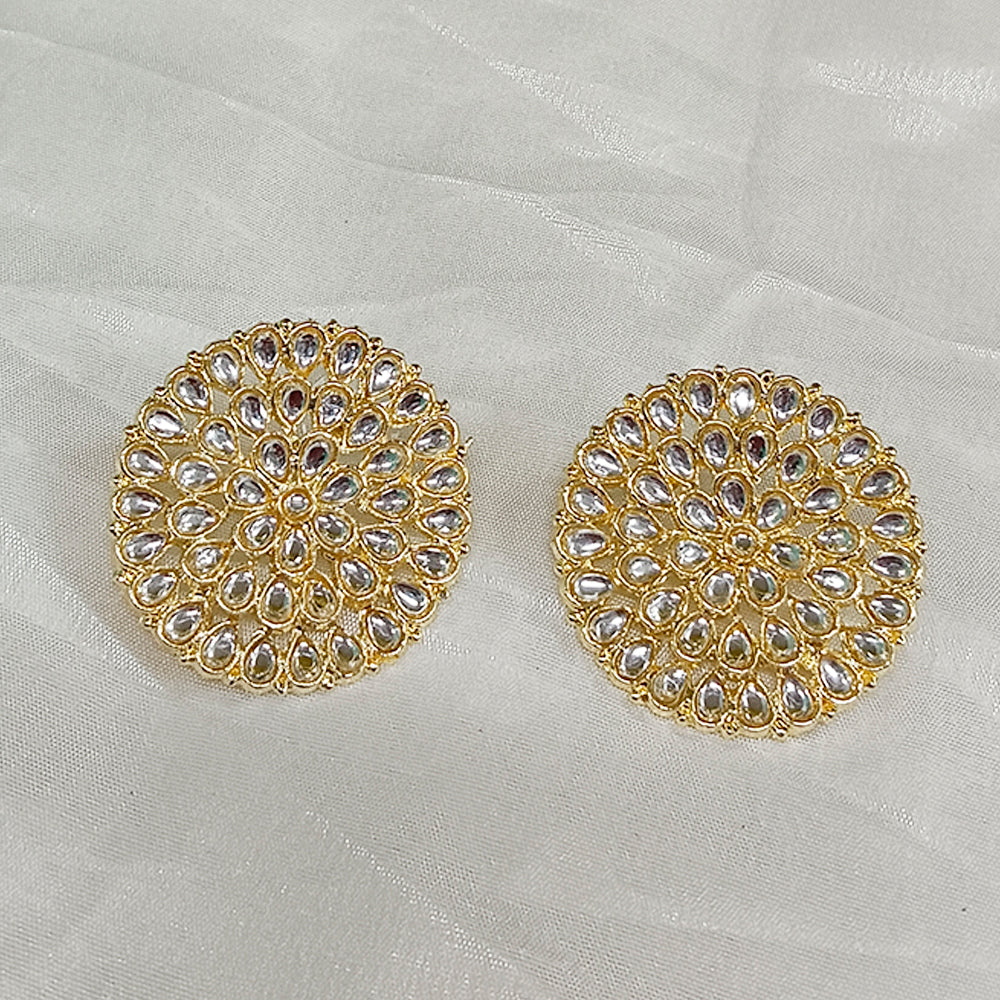 Bhavi Jewels Gold Plated Kundan Stone Stud Earrings - 10101111WH