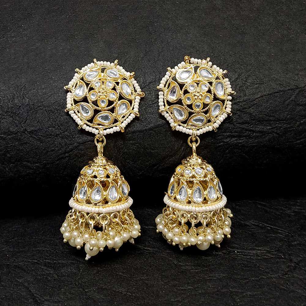 Bhavi Jewels Gold Plated Jhumki Earrings  - 10101122WH