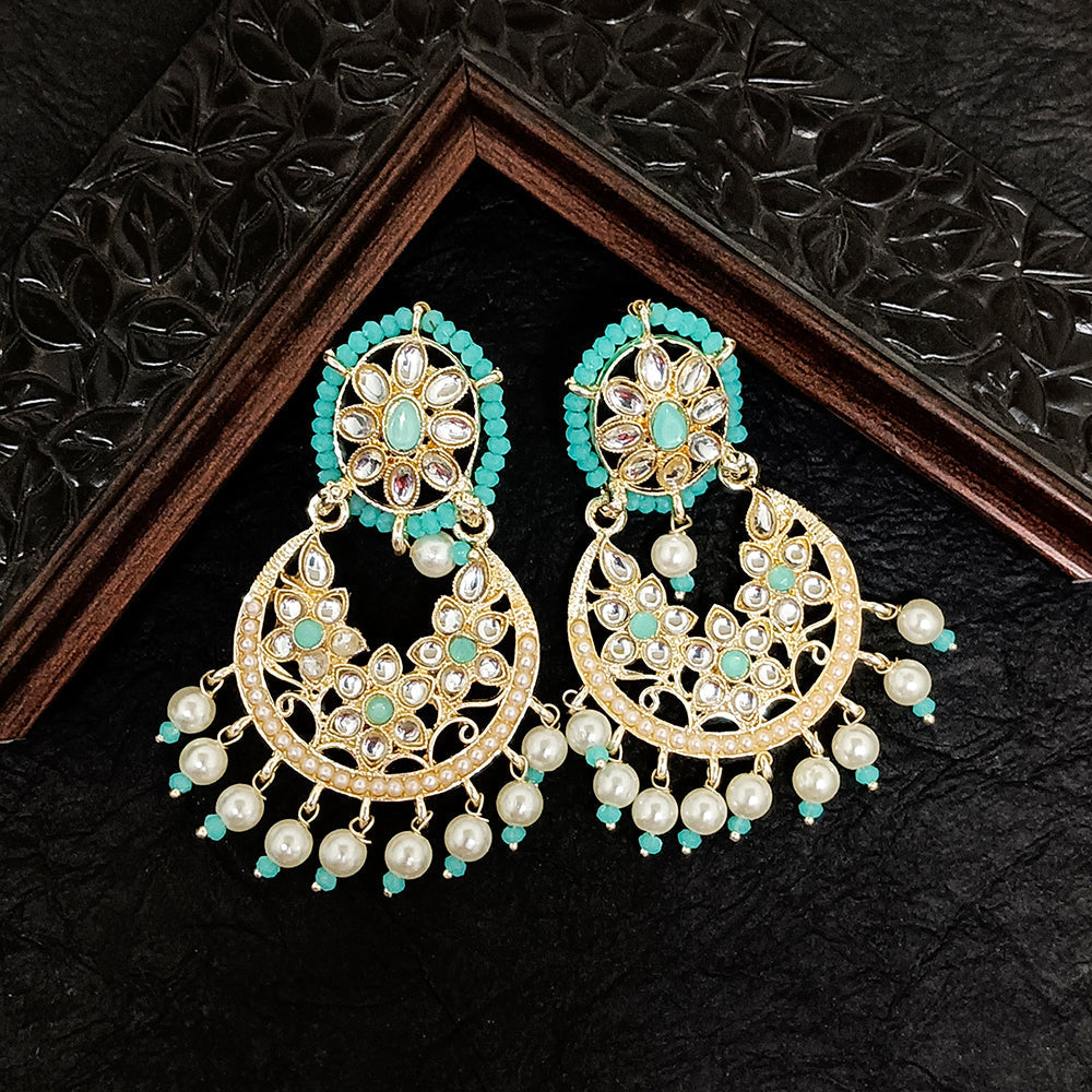 Bhavi Jewels Gold Plated Kundan Stone Dangler Earrings